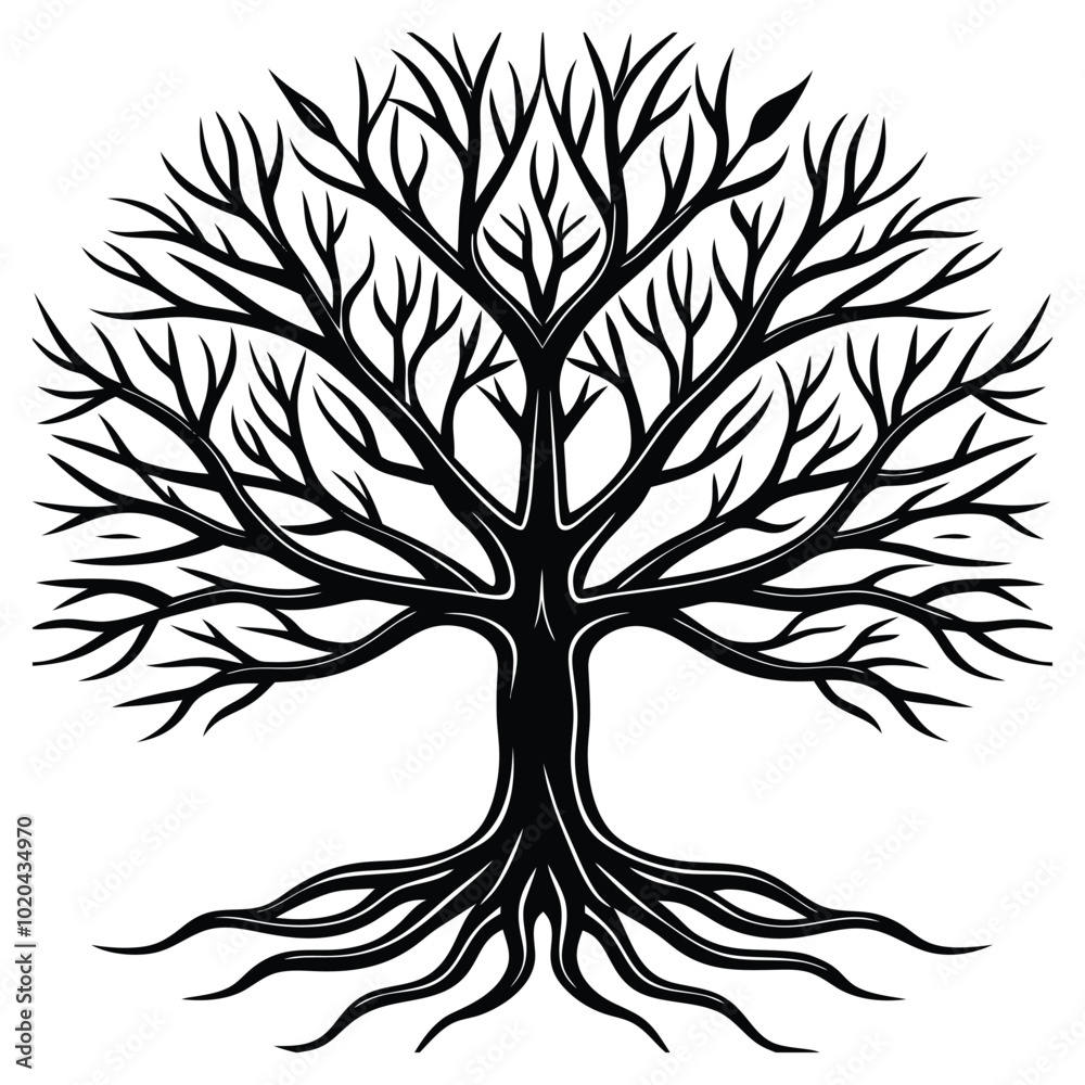 Obraz premium tree vector art with tree roots Silhouette vector and Adobe Illustrator Artwork