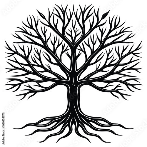 tree vector art with tree roots Silhouette vector and Adobe Illustrator Artwork