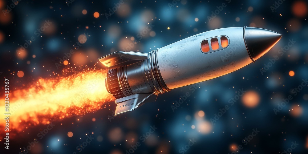Space Rocket Launching with Fire and Explosion Space Rocket Launching with Fire and Explosion