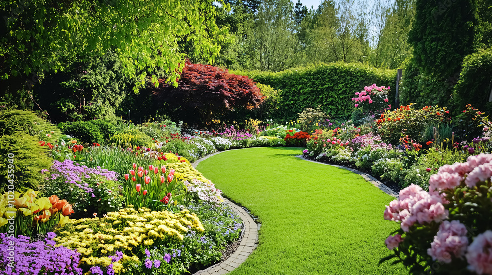 Beautiful home garden in full bloom. Beautiful home garden in full bloom.