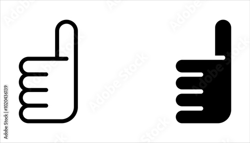 Thumb-up icon set. It includes like, favorite, Editable Vector Stroke on white background