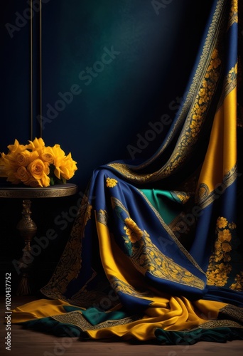 showcase vibrant fabric textures product featuring rich hues intricate patterns stunning visual appeal, canvas, textile, design, color, fashion, luxury photo