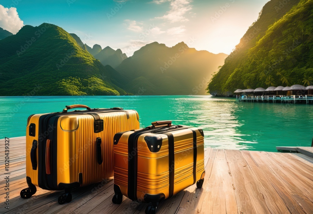 stylish luggage showcased stunning travel destination landscapes vibrant nature engaging backgrounds, accessories, bags, beaches, collection, coastal stylish luggage showcased stunning travel destination landscapes vibrant nature engaging backgrounds, accessories, bags, beaches, collection, coastal