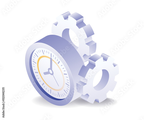 Automatic time changes so fast isometric illustration