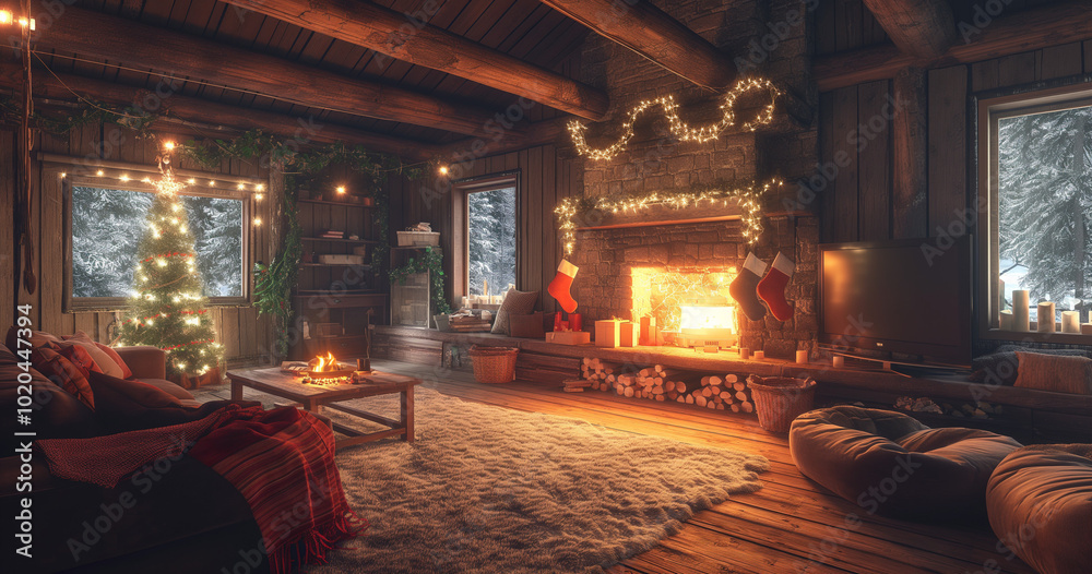 Cozy Cabin Christmas Fireplace Winter Wonderland Cozy Cabin Christmas Fireplace Winter Wonderland