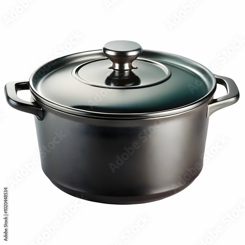 A sleek black cooking pot stands ready for culinary creations.