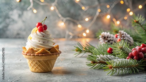 festive pastry, winter themed ice cream