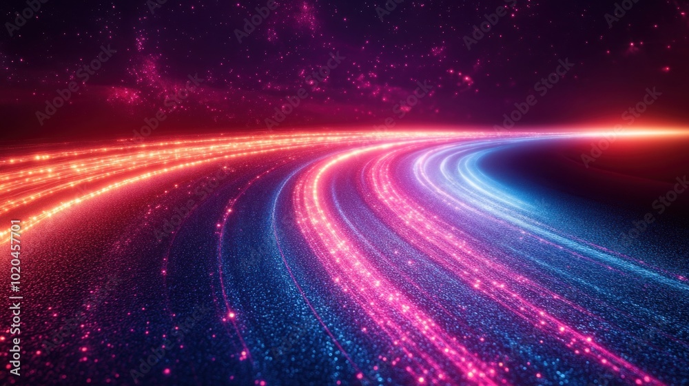 Abstract Glow with a Blue and Red Twinkling Trails