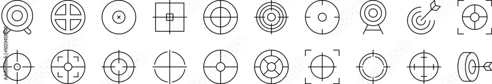 Sniper Target and Aim Simple Icon Collection. Editable Stroke. Perfect for Infographics, Articles, Books, Flyers, Banners Sniper Target and Aim Simple Icon Collection. Editable Stroke. Perfect for Infographics, Articles, Books, Flyers, Banners