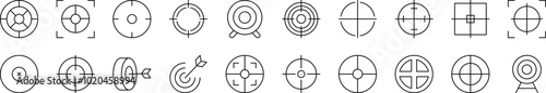 Sniper Target and Aim Related Picture Collection. Editable Stroke. Perfect for Infographics, Articles, Books, Flyers, Banners