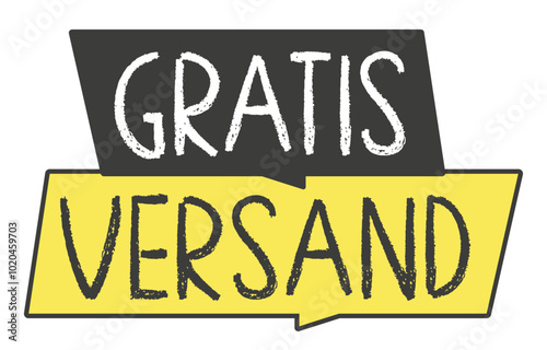 Gratisversand, Sprechblase, schwarz, gelb