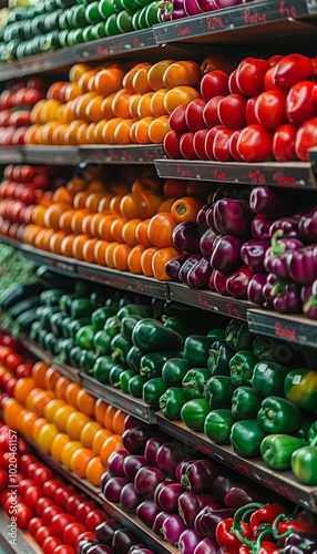 Vibrant farmer s market showcasing fresh fruits and vegetables in abundant displays