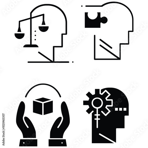 cognition vector icon set 