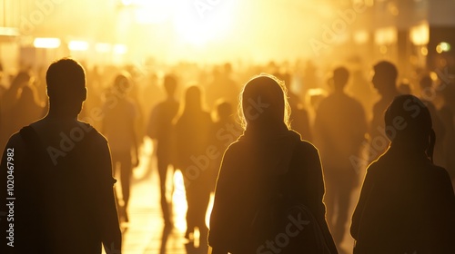 silhouettes of people in a massive gathering,