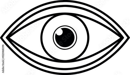 Magnifier with eye outline icon.