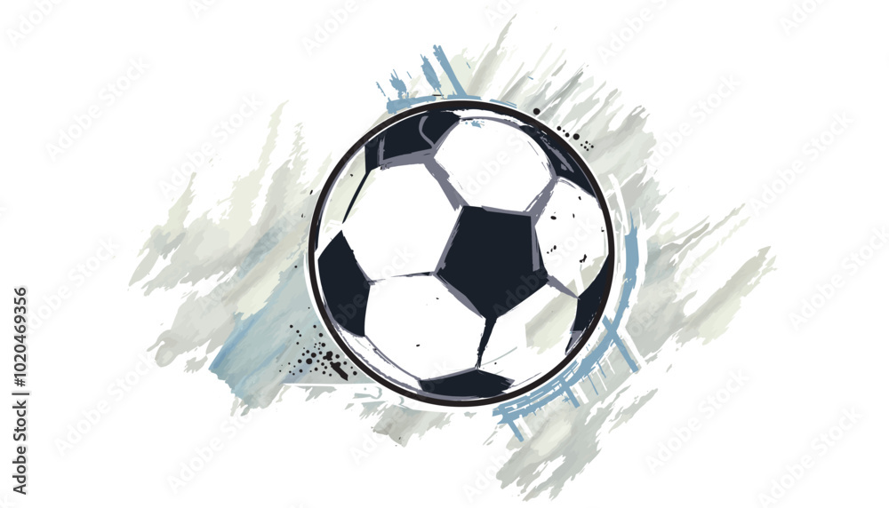 Fototapeta premium Football ball with a watercolor effect. Vector illustration.