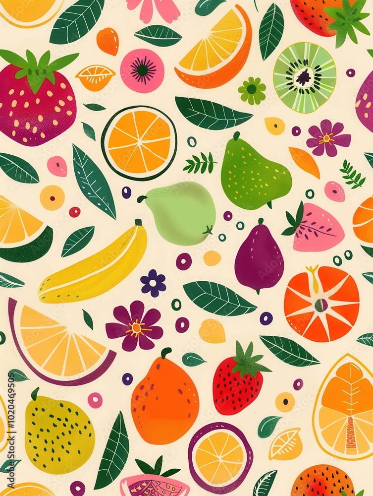 A vibrant collection of fruits and flowers displayed on a light backdrop highlights the lush colors and shapes found in nature. Generative AI A vibrant collection of fruits and flowers displayed on a light backdrop highlights the lush colors and shapes found in nature. Generative AI