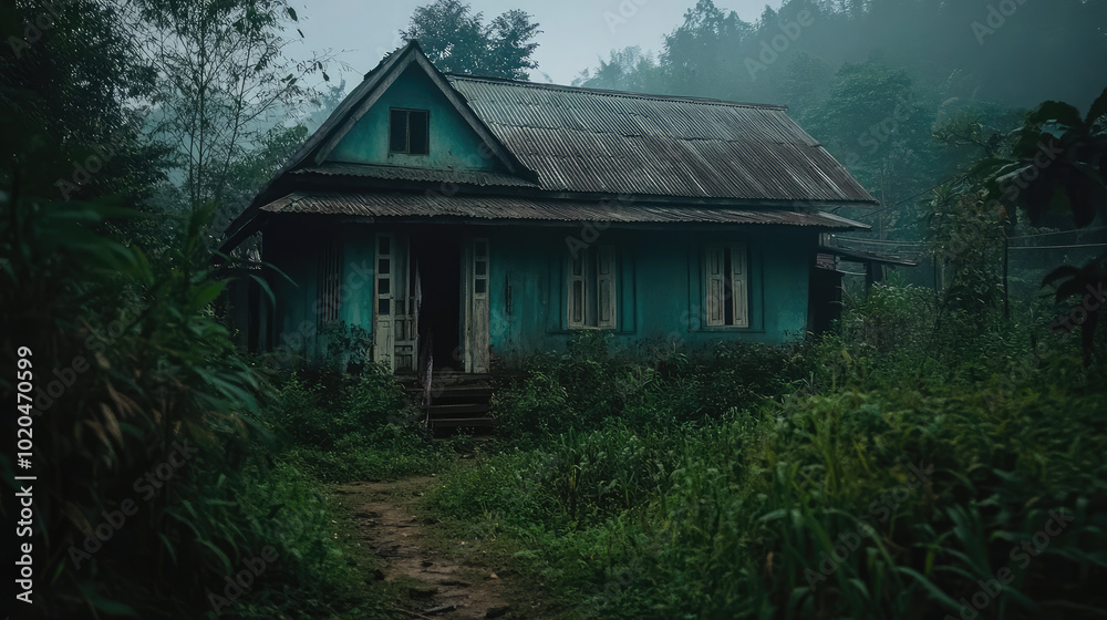 At twilight, the haunted house exudes an unsettling ambiance, with ghostly apparitions appearing amidst the eerie blue light that spills through its broken windows. At twilight, the haunted house exudes an unsettling ambiance, with ghostly apparitions appearing amidst the eerie blue light that spills through its broken windows.