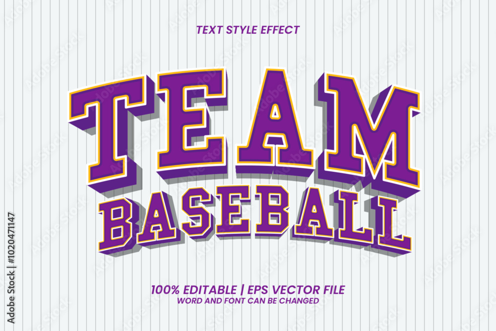 Team Baseball Text Effect Editable Cartoon Style Team Baseball Text Effect Editable Cartoon Style