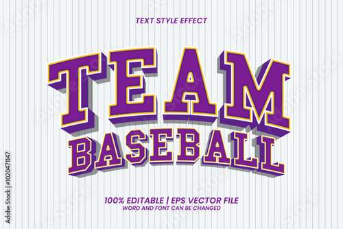 Team Baseball Text Effect Editable Cartoon Style