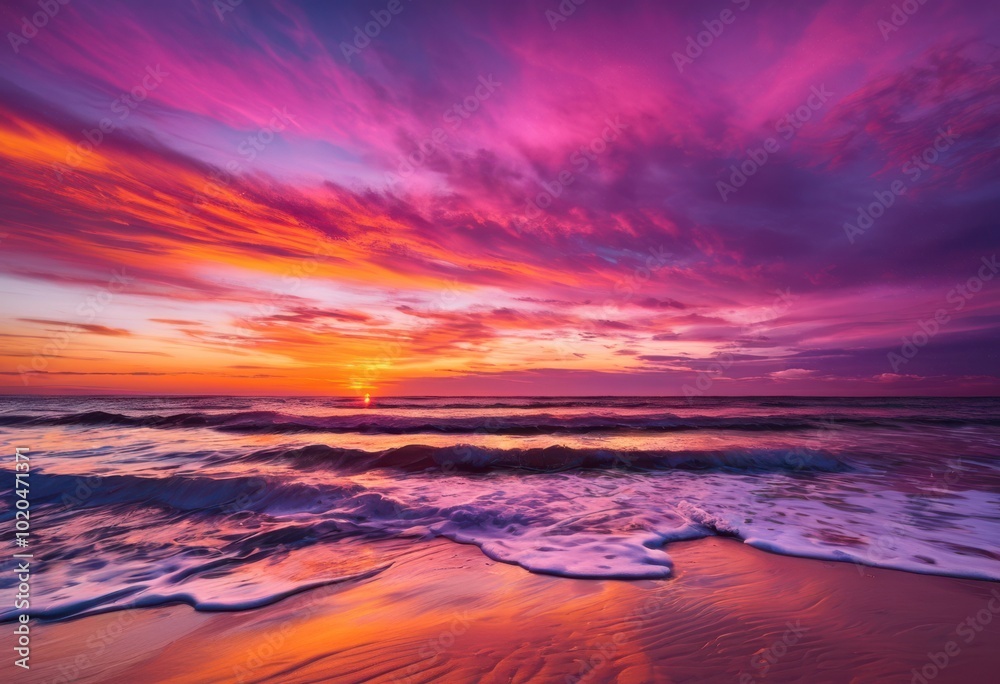 vibrant sunset over breathtaking empty beach paradise colorful skies gentle waves, horizon, ocean, water, landscape, sky, colors, evening, clouds, coast vibrant sunset over breathtaking empty beach paradise colorful skies gentle waves, horizon, ocean, water, landscape, sky, colors, evening, clouds, coast