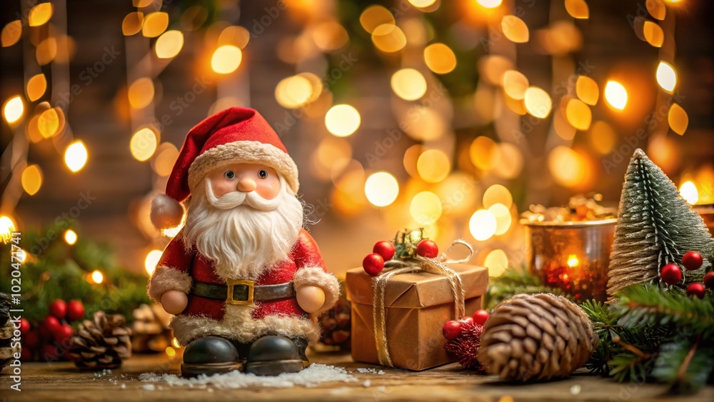 Charming Santa Claus Statue in Low Light Photography for Holiday Decor Charming Santa Claus Statue in Low Light Photography for Holiday Decor