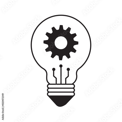 AI Guarding Innovation Safety Bulb Vector Icon Design, tech safety, digital protection, innovation guard, AI innovation