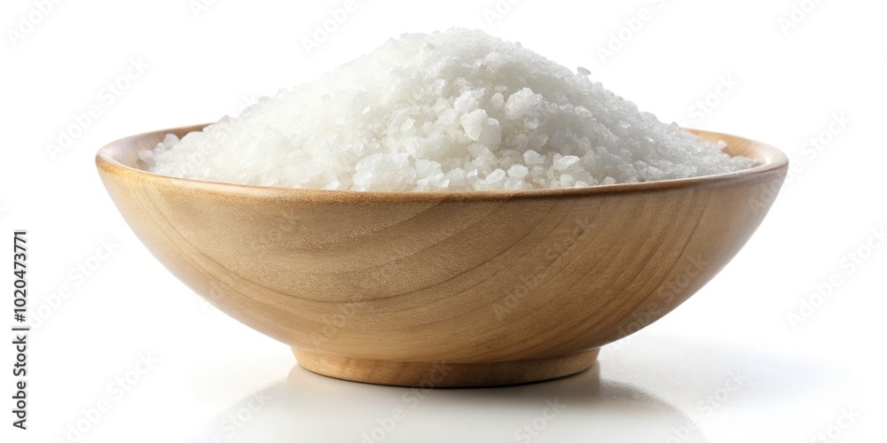 A transparent bowl of salt set against a white background, perfect for culinary purposes. Isolated stock photo ideal for cooking-related projects and presentations. A transparent bowl of salt set against a white background, perfect for culinary purposes. Isolated stock photo ideal for cooking-related projects and presentations.