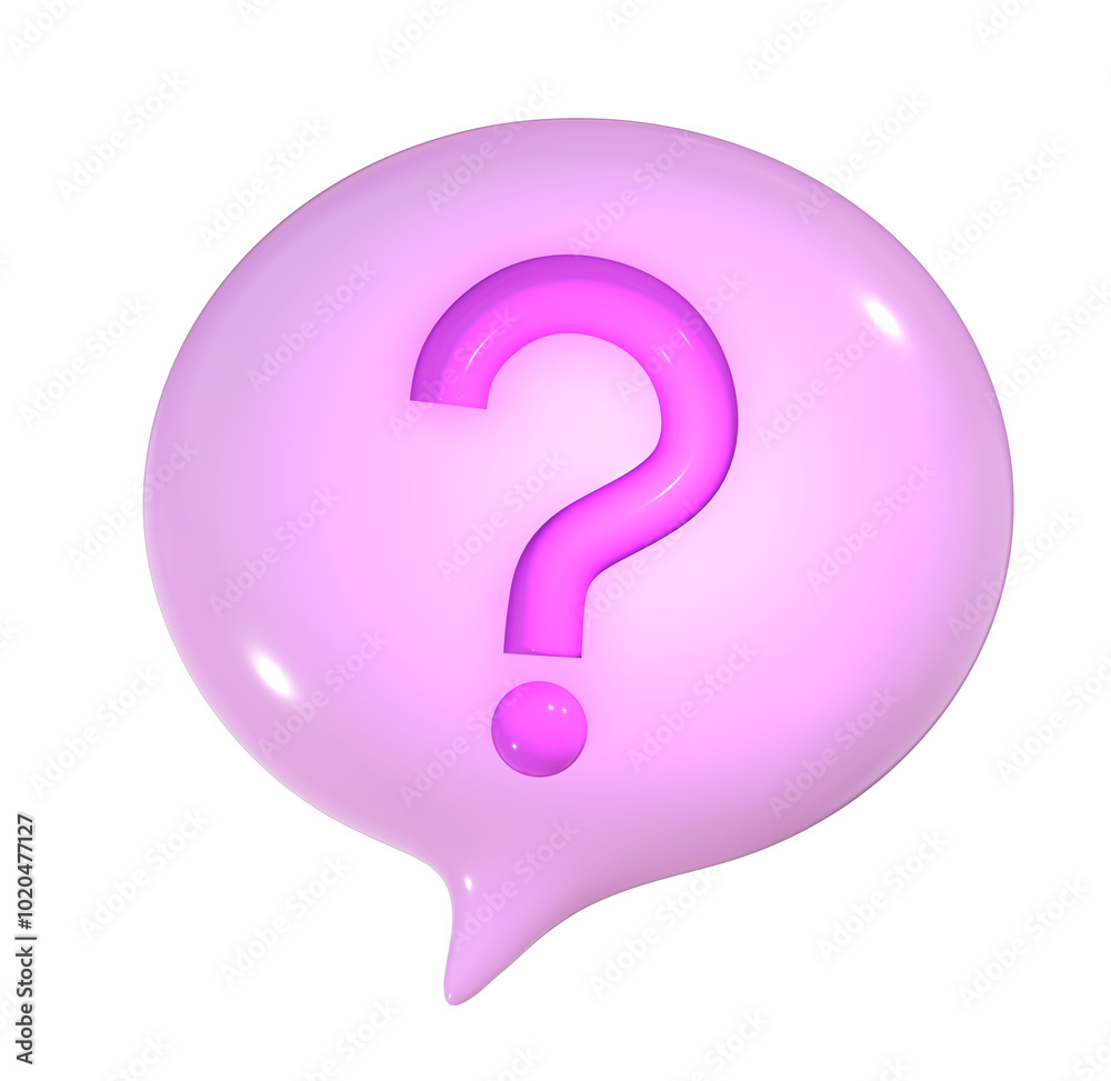 3d pink question mark symbol in pink bubble speech. 3d pink question mark symbol in pink bubble speech.