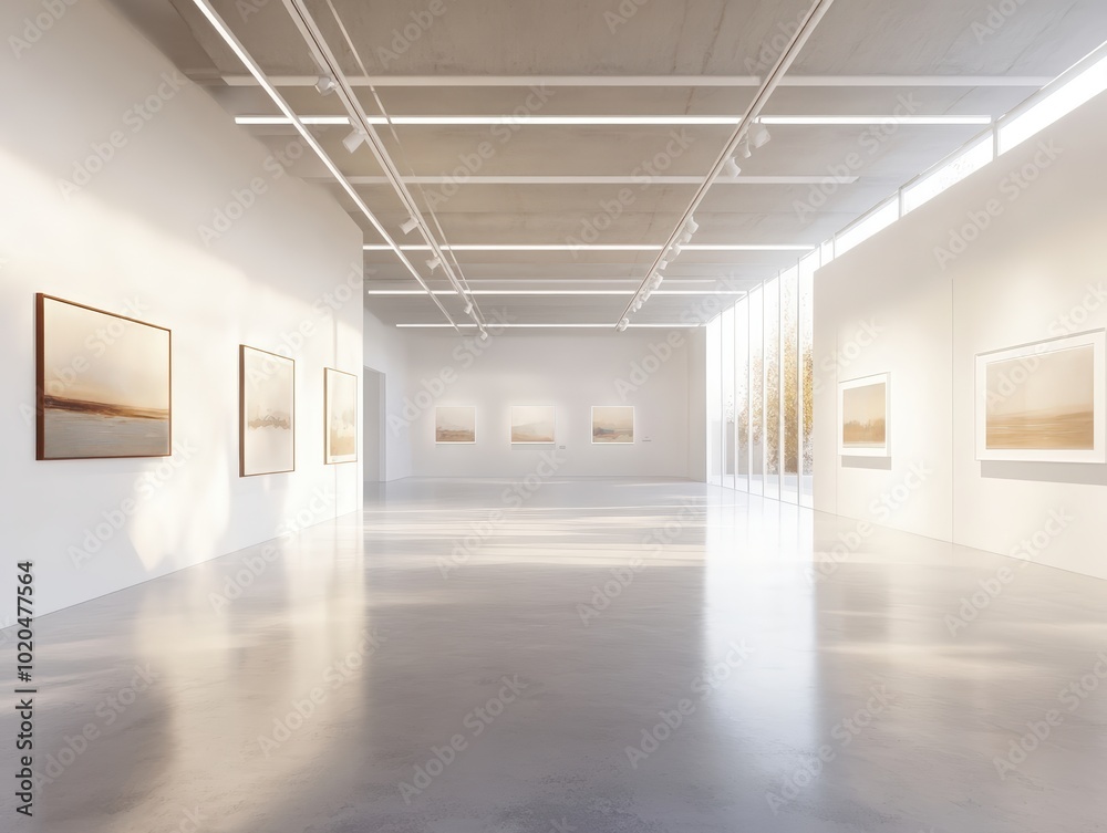 Empty gallery with paintings and windows. Empty gallery with paintings and windows.