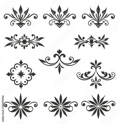 Ornamental Floral Design Elements Vector Set