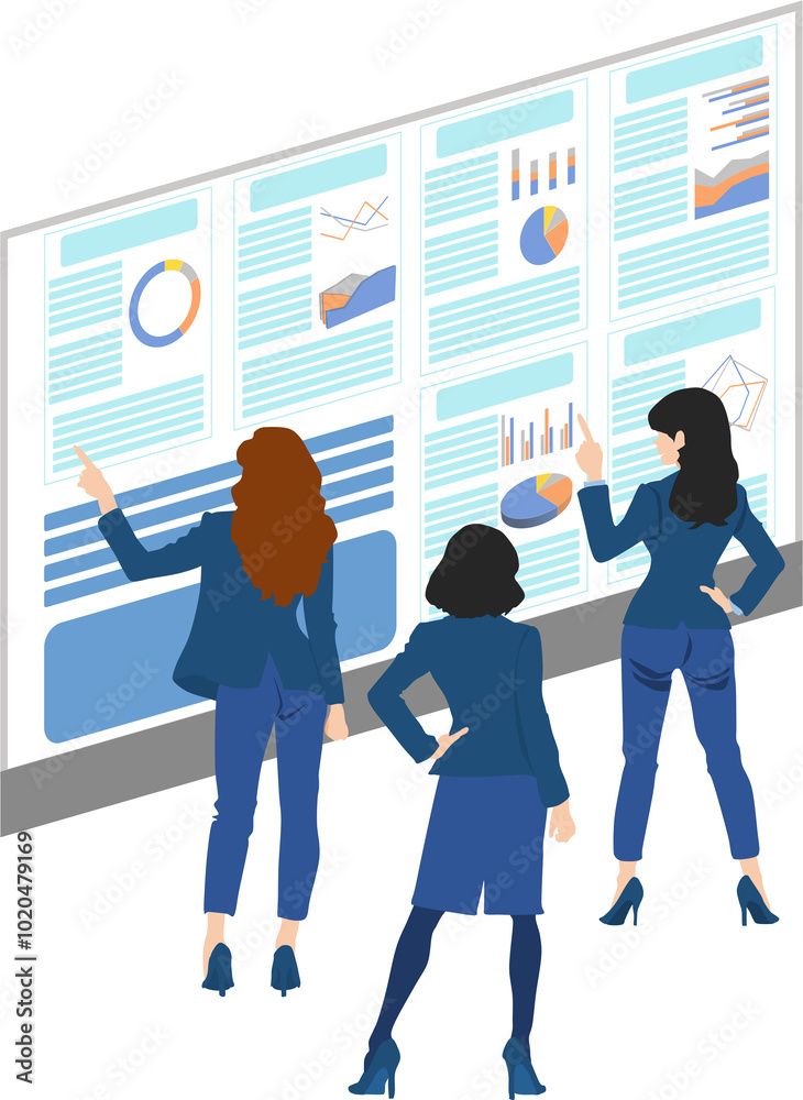 Obraz premium ミーティングするビジネスウーマンのイラスト