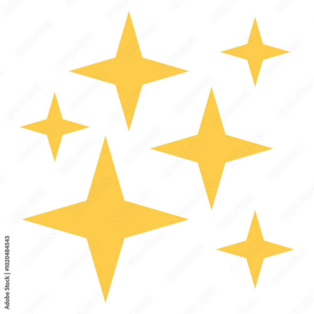 Yellow sparkle png sticker, cute effect in flat design, transparent background