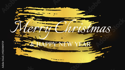 Merry Christmas and Happy New Year incription on gold smear photo