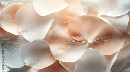 soft beige abstract flower petals arranged in a delicate and artistic composition, creating a serene and calming aesthetic that enhances modern minimalistic interiors and nature-inspired designs