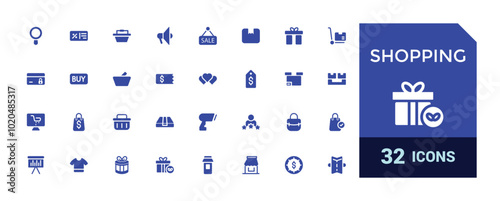 Shopping solid icons set, Online shopping, store, delivery, Filled icon collection, Glyph icons set for web and ui. Editable Vector illustration.