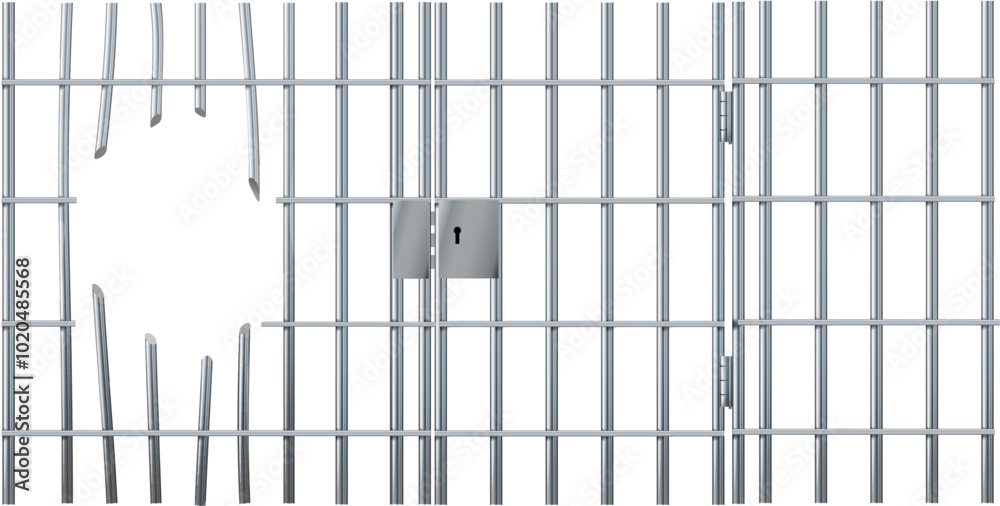 Realistic prison metal bars. Prison fence jail. Iron jail cage ...