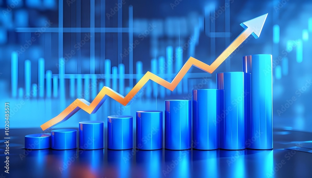 Futuristic financial graph in blue, symbolizing growth and success in business analytics Futuristic financial graph in blue, symbolizing growth and success in business analytics