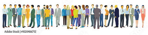große Gruppen von Menschen auf weißem Hintergrund, Illustration isoliert..eps