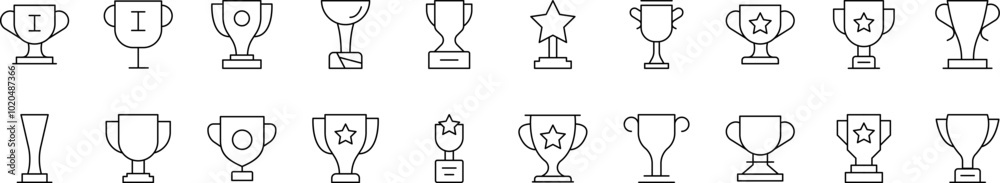 Winning Cup Outline Image Collection. Editable Stroke. Perfect for Infographics, Articles, Books, Flyers, Banners Winning Cup Outline Image Collection. Editable Stroke. Perfect for Infographics, Articles, Books, Flyers, Banners