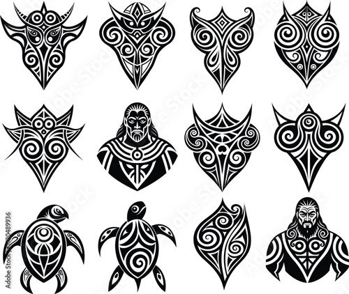 Maori Tribal Vector Designs Set