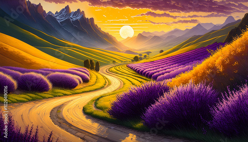 sunset in the mountains