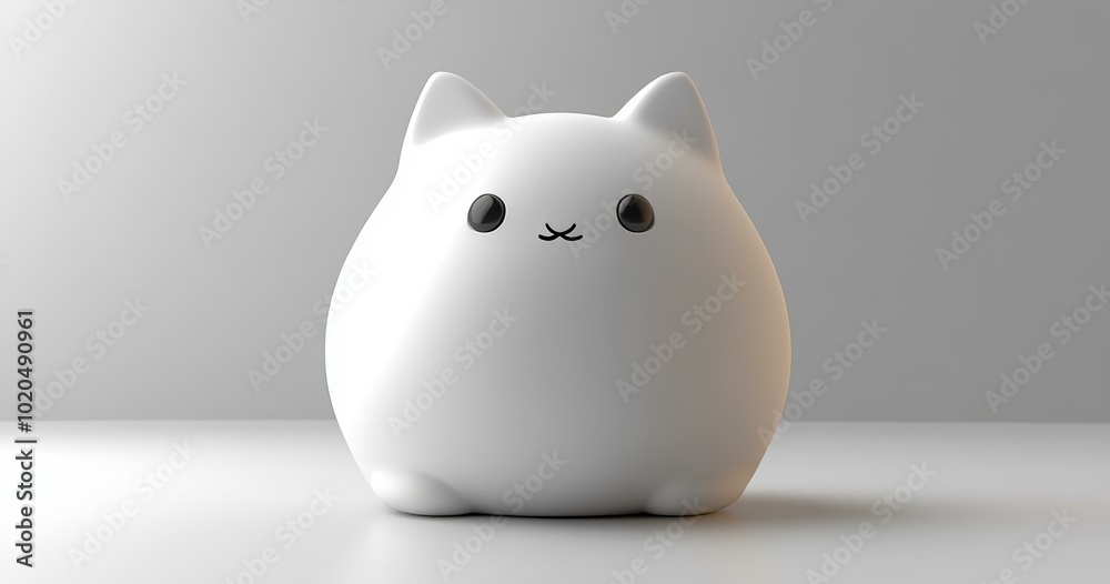 Cute White 3D Cat Figurine | Adorable Gift Idea Cute White 3D Cat Figurine | Adorable Gift Idea