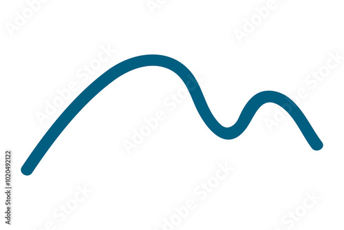 Png blue squiggle line sticker, transparent background