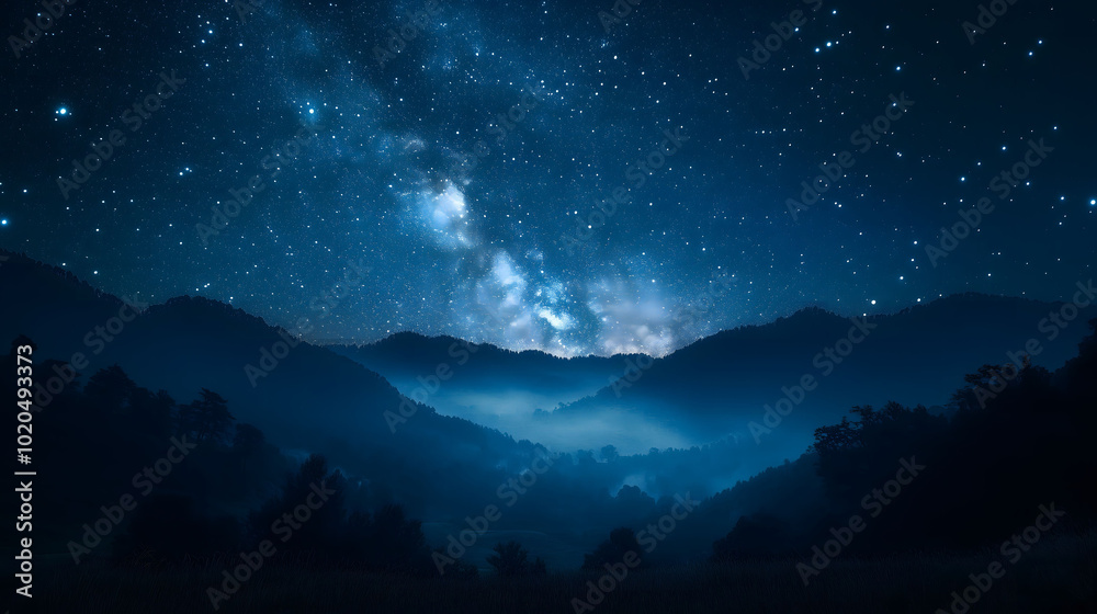 Fototapeta premium starry milky way mountain landscape