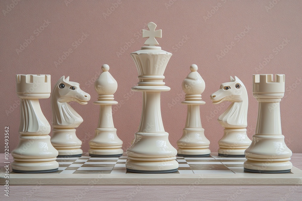 Antique Chess Set with Ivory Pieces, Traditional Design Antique Chess Set with Ivory Pieces, Traditional Design