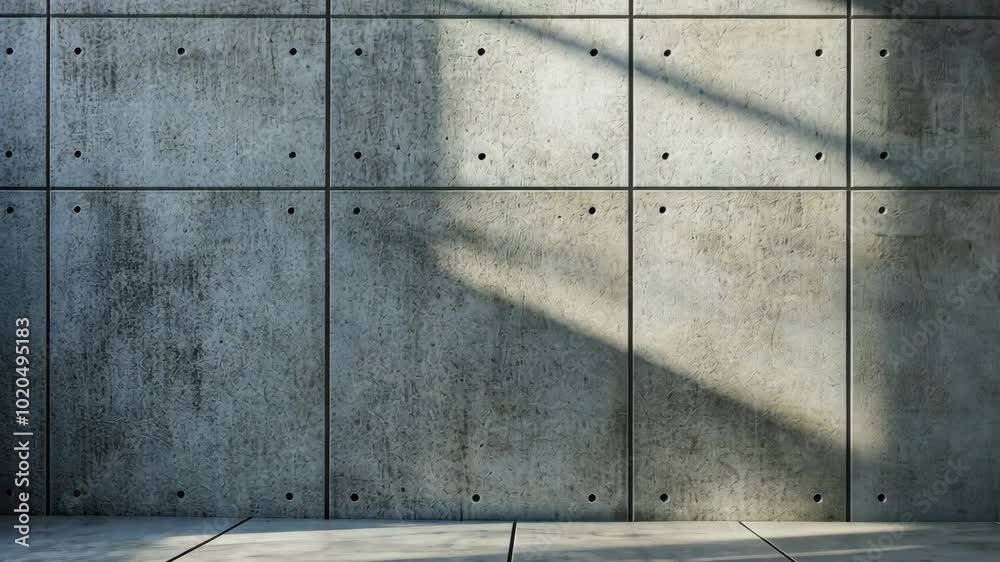 A concrete wall with light streaming in from a window above