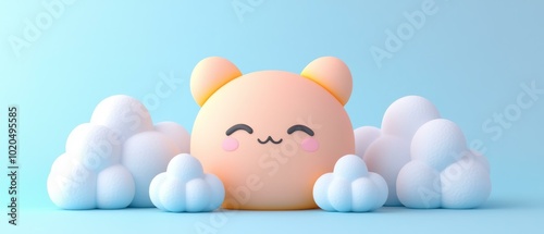 Adorable Cloudy Pink Unicorn Illustration photo