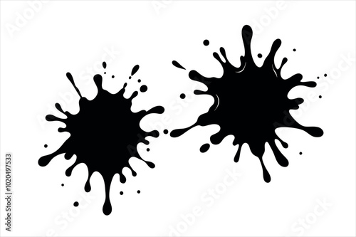 ink splashes vector silhouette set