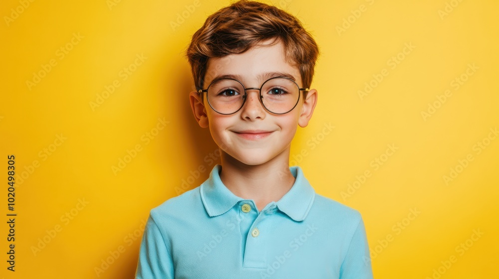 The Boy with Glasses Smiling